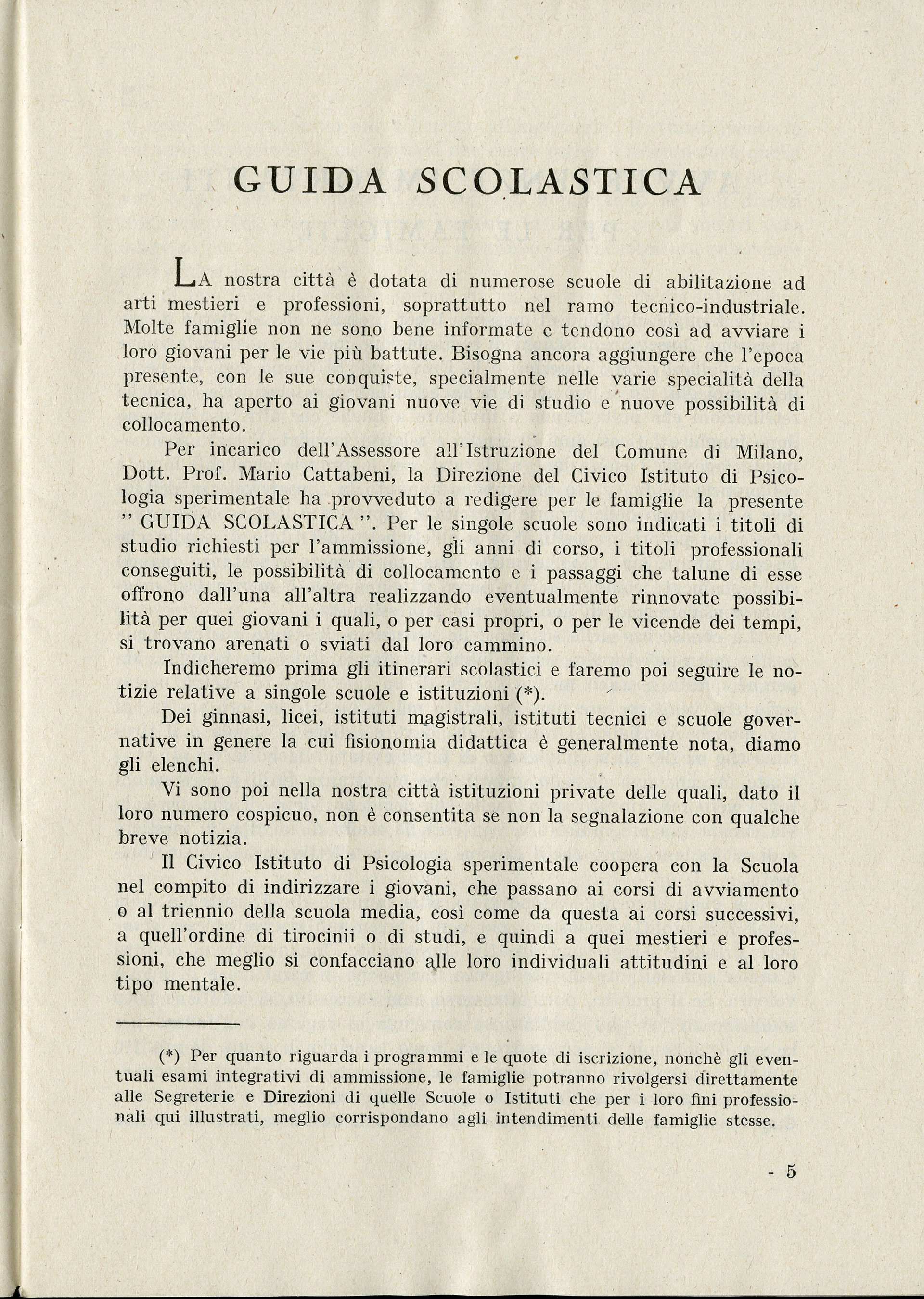 Comune di Milano, Guida scolastica, 1949-1950