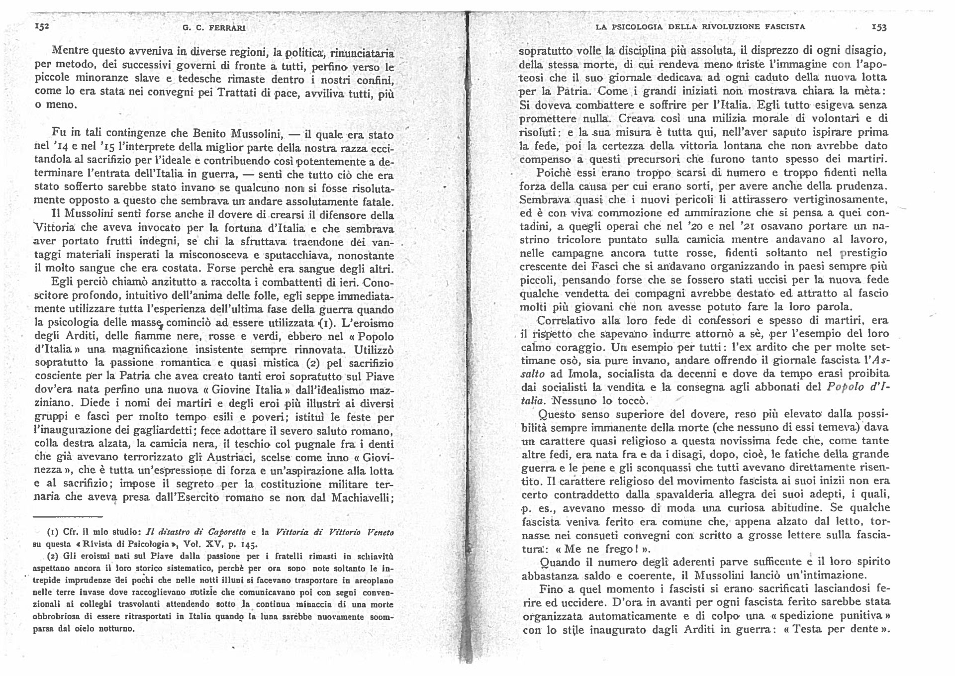 G.C. Ferrari (1922). La psicologia della rivoluzione fascista. Rivista di psicologia