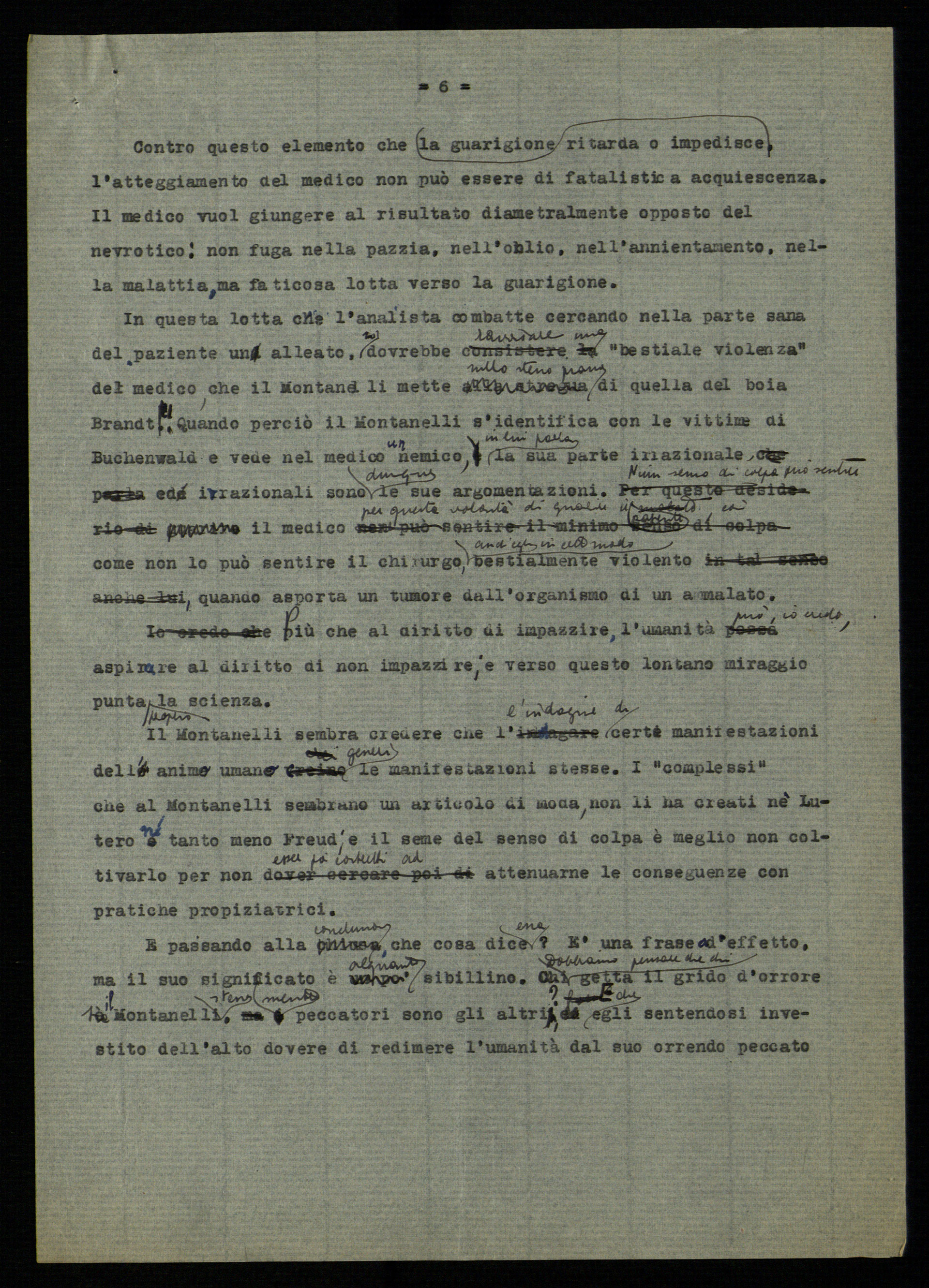 Cesare Musatti, Il diritto di impazzire (Risposta a Indro Montanelli), post settembre 1949